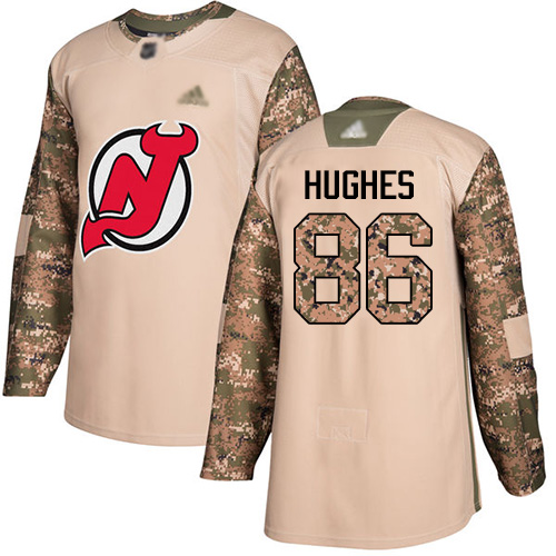 Adidas Devils #86 Jack Hughes Camo Authentic 2017 Veterans Day Stitched Youth NHL Jersey